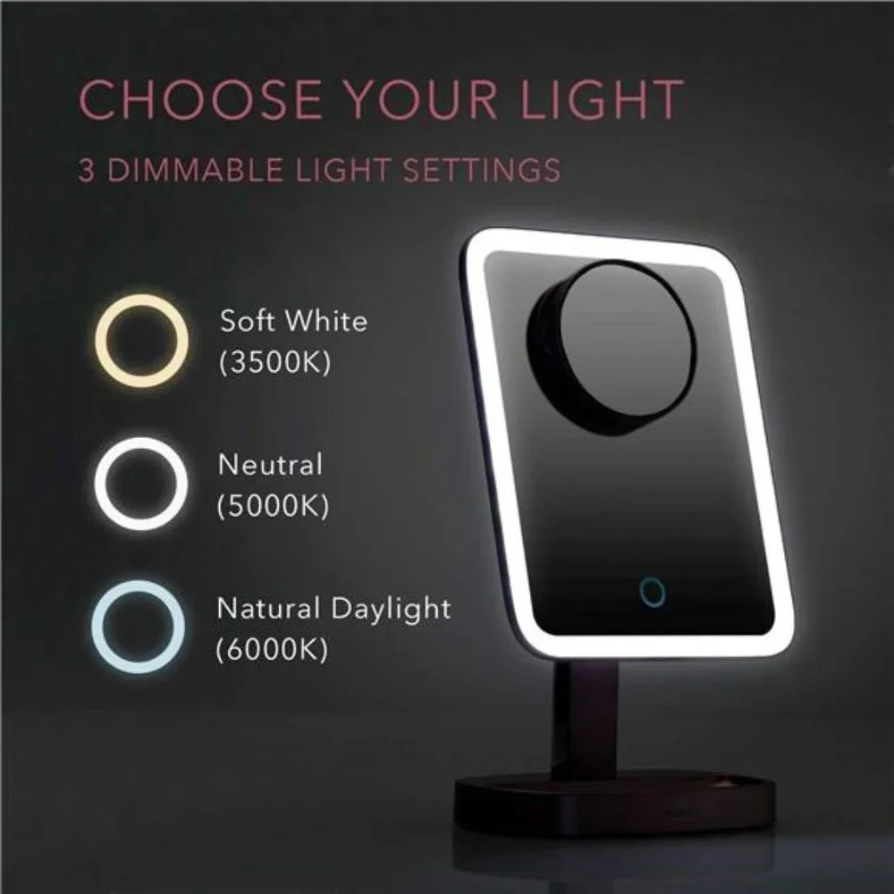 LED Makeup Vanity Mirror with 3 Light Setting and 15x Magnifying Mirror
